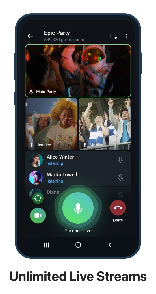 Telegram Live Streams