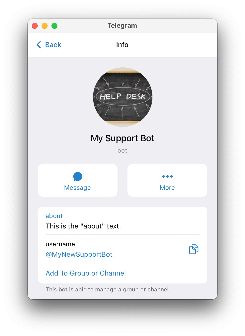 People see the "about" text when they look at your bot's details.